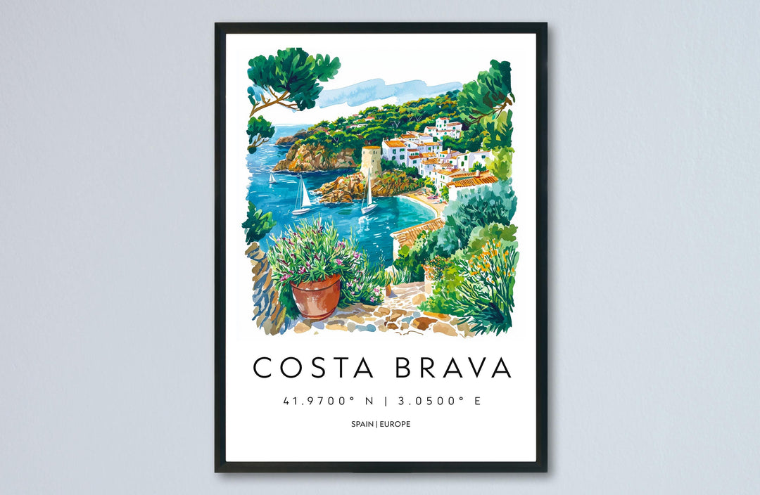 Costa Brava Watercolor Poster Costa Brava Spain Travel Print Wall Art Costa Brava Home Decor Costa Brava Gift Art Lovers Spain Art
