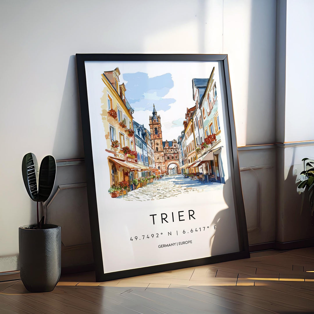 Trier Watercolor Poster Trier Germany Travel Print Wall Art Trier Home Decor Trier Gift Art Lovers Germany Art Trier Roman City