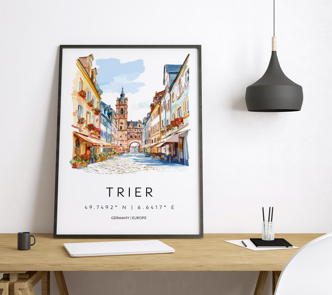 Trier Watercolor Poster Trier Germany Travel Print Wall Art Trier Home Decor Trier Gift Art Lovers Germany Art Trier Roman City