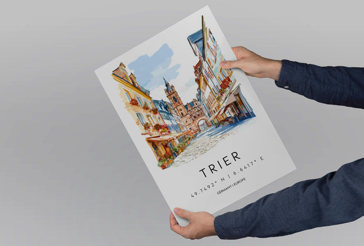 Trier Watercolor Poster Trier Germany Travel Print Wall Art Trier Home Decor Trier Gift Art Lovers Germany Art Trier Roman City