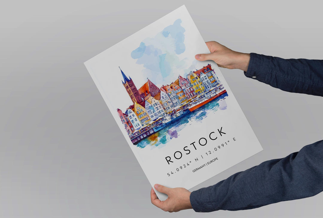 Rostock Watercolor Poster Rostock Germany Travel Print Wall Art Rostock Home Decor Rostock Gift Art Lovers Germany Art Rostock Hanseatic