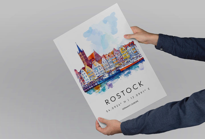 Rostock Watercolor Poster Rostock Germany Travel Print Wall Art Rostock Home Decor Rostock Gift Art Lovers Germany Art Rostock Hanseatic