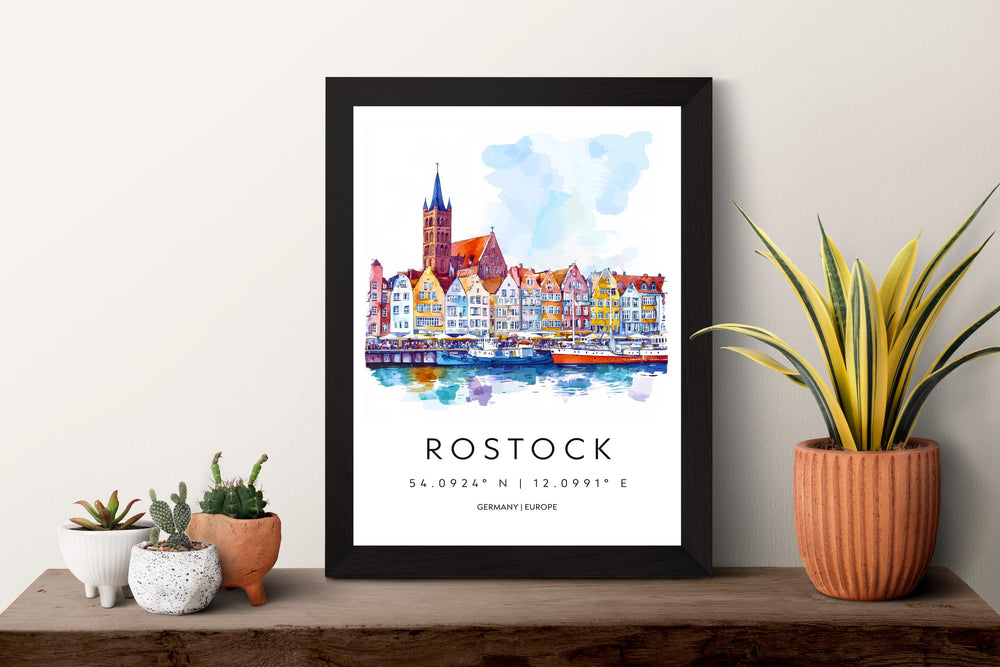 Rostock Watercolor Poster Rostock Germany Travel Print Wall Art Rostock Home Decor Rostock Gift Art Lovers Germany Art Rostock Hanseatic