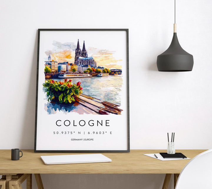 Cologne Watercolor Poster Cologne Germany Travel Print Wall Art Cologne Home Decor Cologne Gift Art Lovers Germany Art Cologne Cathedral