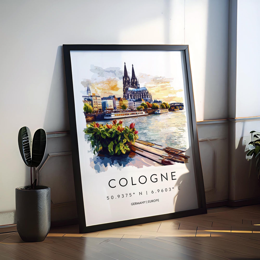 Cologne Watercolor Poster Cologne Germany Travel Print Wall Art Cologne Home Decor Cologne Gift Art Lovers Germany Art Cologne Cathedral