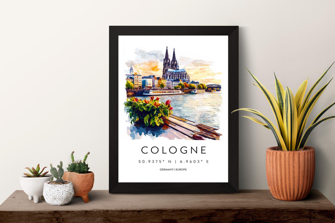 Cologne Watercolor Poster Cologne Germany Travel Print Wall Art Cologne Home Decor Cologne Gift Art Lovers Germany Art Cologne Cathedral