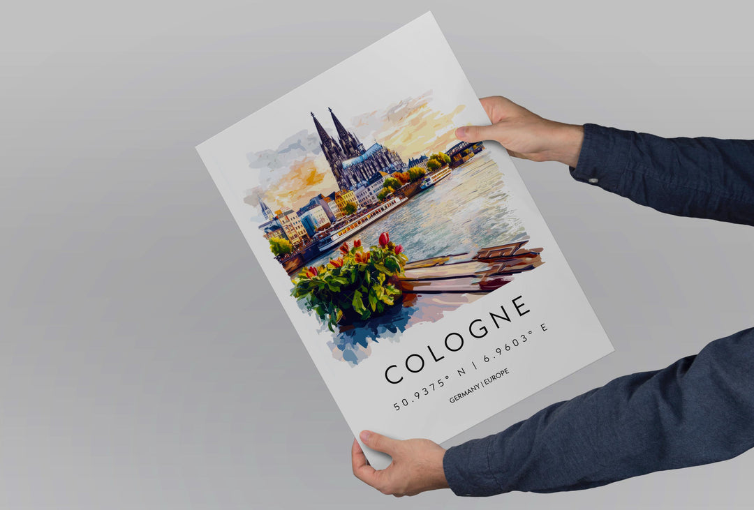 Cologne Watercolor Poster Cologne Germany Travel Print Wall Art Cologne Home Decor Cologne Gift Art Lovers Germany Art Cologne Cathedral