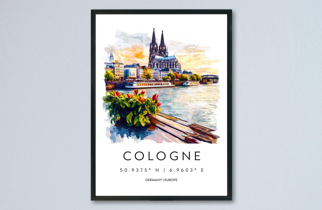 Cologne Watercolor Poster Cologne Germany Travel Print Wall Art Cologne Home Decor Cologne Gift Art Lovers Germany Art Cologne Cathedral