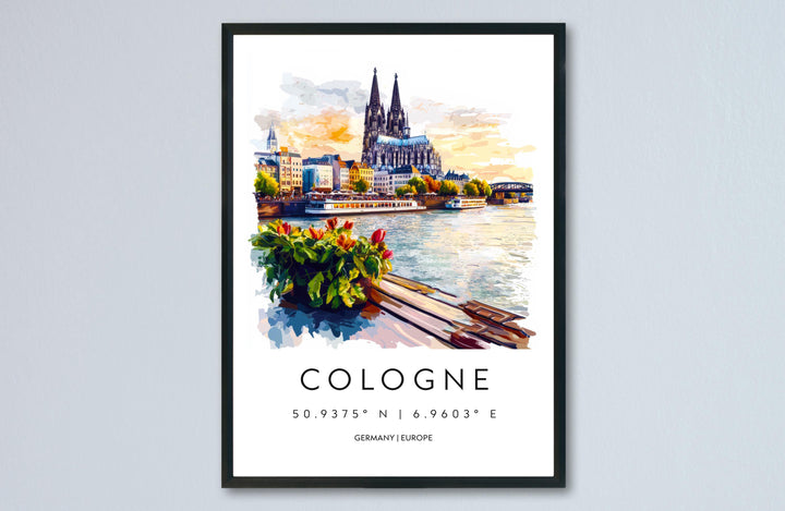 Cologne Watercolor Poster Cologne Germany Travel Print Wall Art Cologne Home Decor Cologne Gift Art Lovers Germany Art Cologne Cathedral