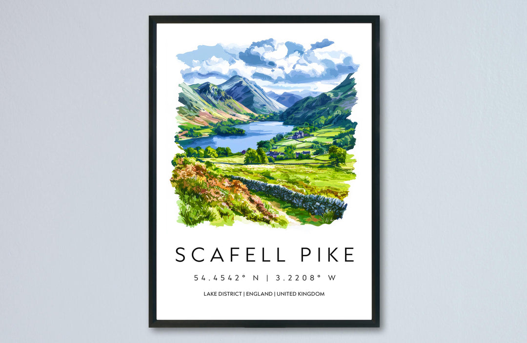 Scafell Pike Watercolor Poster Scafell Pike Lake District Travel Print Wall Art Scafell Pike Home Decor Scafell Pike Gift UK Mountain