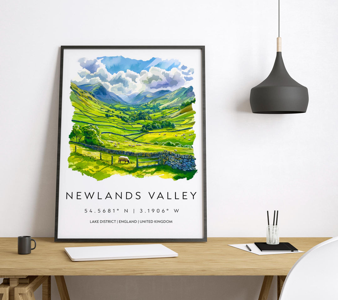 Newlands Valley Watercolor Poster Newlands Valley Lake District Travel Print Wall Art Newlands Valley Home Decor Newlands Valley Gift UK