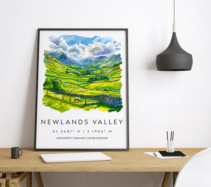 Newlands Valley Watercolor Poster Newlands Valley Lake District Travel Print Wall Art Newlands Valley Home Decor Newlands Valley Gift UK