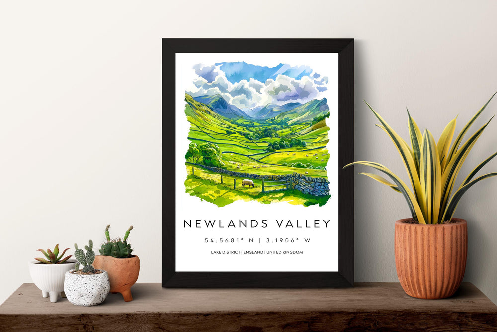 Newlands Valley Watercolor Poster Newlands Valley Lake District Travel Print Wall Art Newlands Valley Home Decor Newlands Valley Gift UK