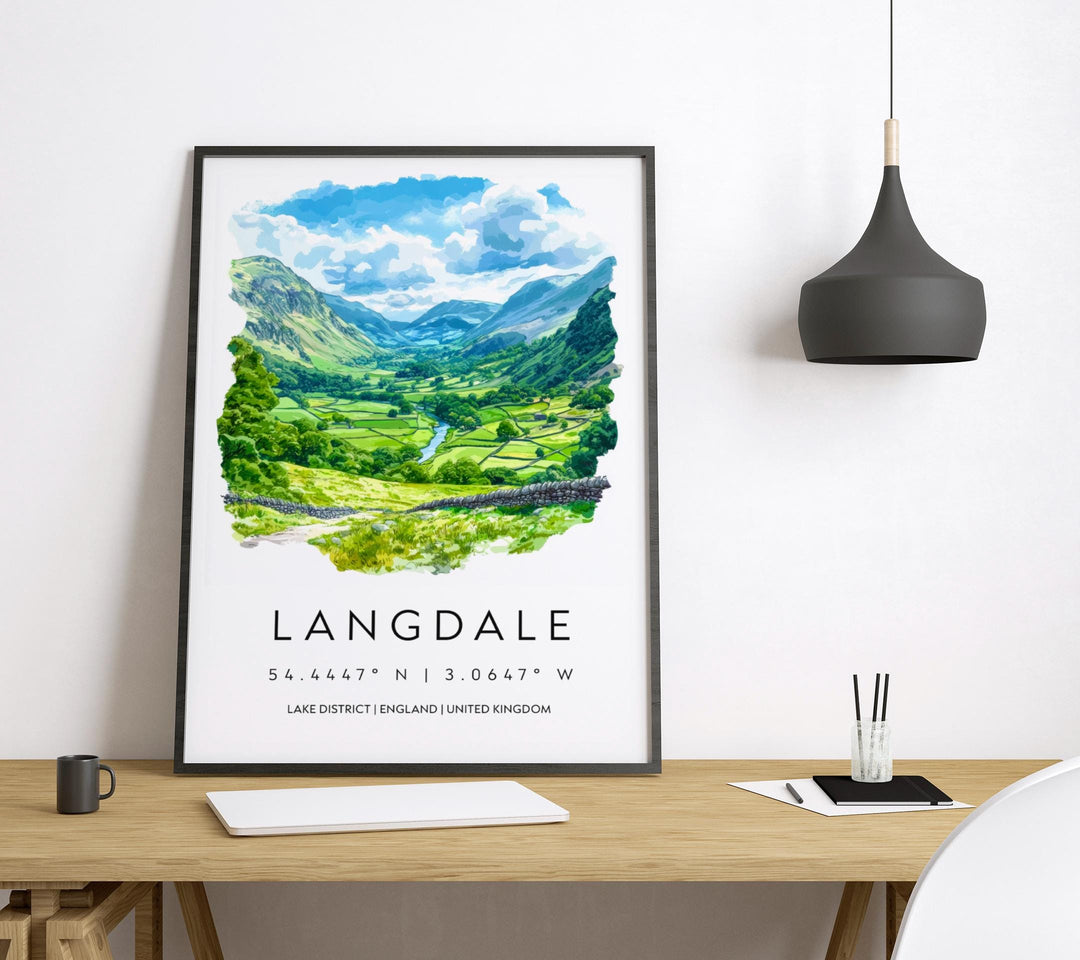 Langdale Watercolor Poster Langdale Lake District Travel Print Wall Art Langdale Home Decor Langdale Gift Art Lovers UK Valley