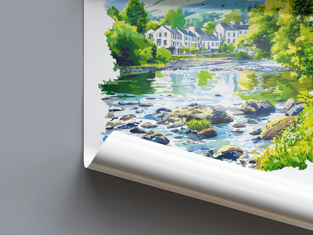 Keswick Watercolor Poster Keswick Lake District Travel Print Wall Art Keswick Home Decor Keswick Gift Art Lovers UK Town