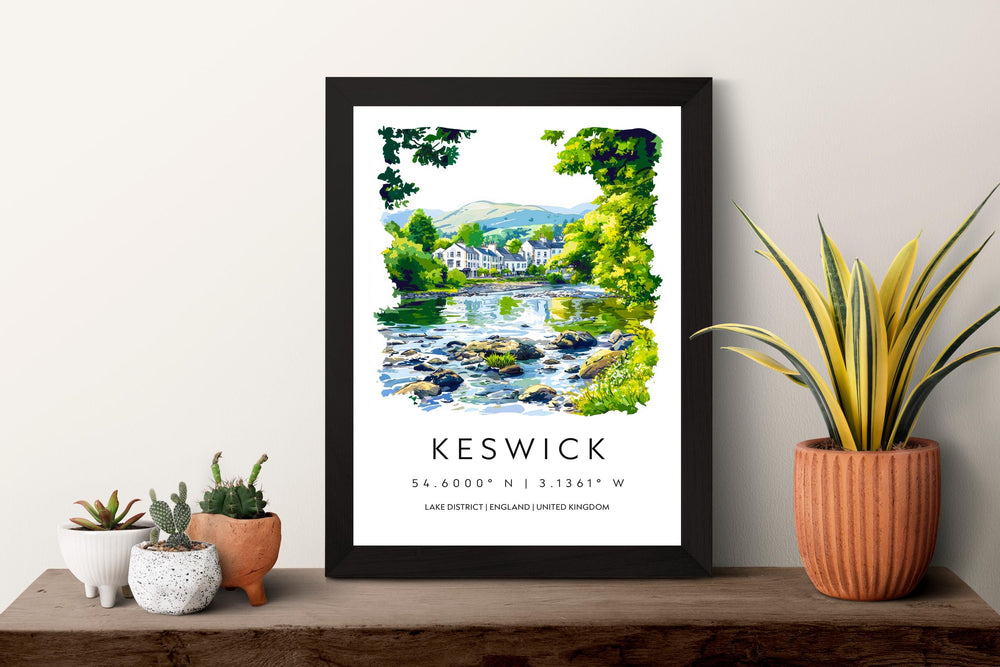 Keswick Watercolor Poster Keswick Lake District Travel Print Wall Art Keswick Home Decor Keswick Gift Art Lovers UK Town
