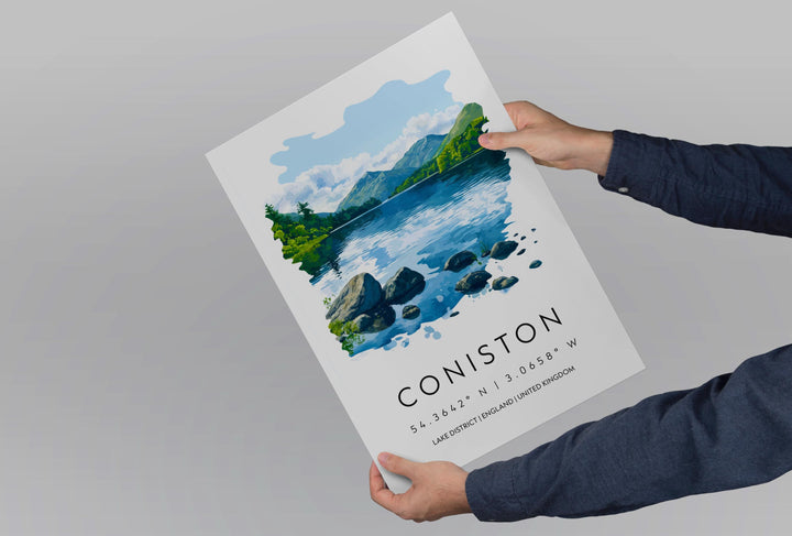 Coniston Watercolor Poster Coniston Lake District Travel Print Wall Art Coniston Home Decor Coniston Gift Art Lovers UK Lake