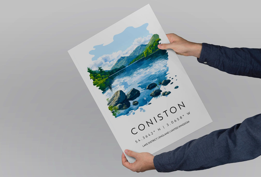 Coniston Watercolor Poster Coniston Lake District Travel Print Wall Art Coniston Home Decor Coniston Gift Art Lovers UK Lake