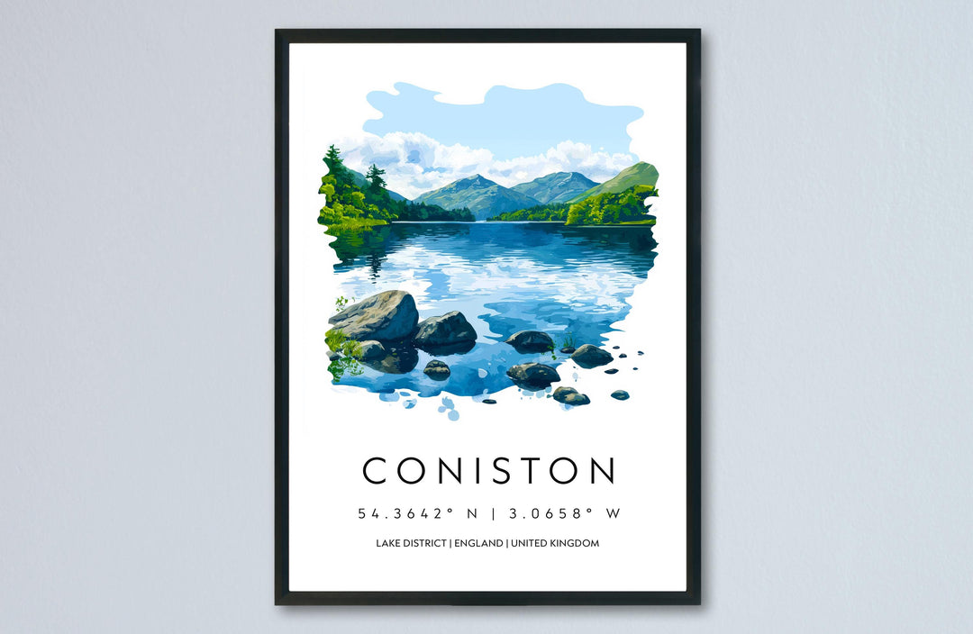 Coniston Watercolor Poster Coniston Lake District Travel Print Wall Art Coniston Home Decor Coniston Gift Art Lovers UK Lake