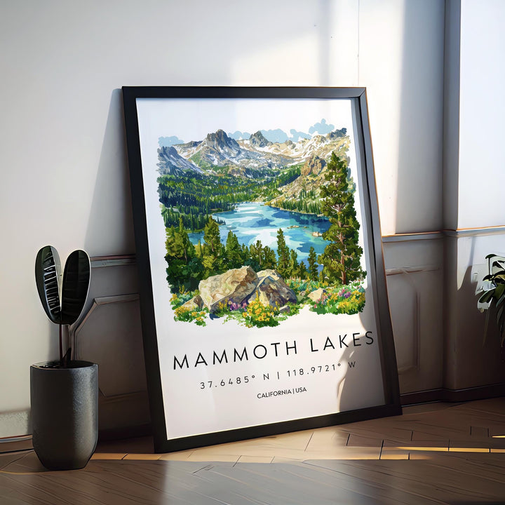 Mammoth Lakes Watercolor Poster Mammoth Lakes California Travel Print Wall Art Mammoth Lakes Home Decor Mammoth Lakes Gift Art Lovers