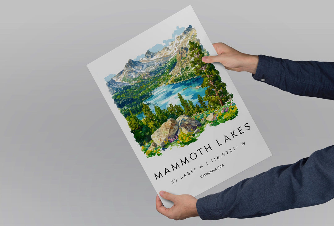 Mammoth Lakes Watercolor Poster Mammoth Lakes California Travel Print Wall Art Mammoth Lakes Home Decor Mammoth Lakes Gift Art Lovers