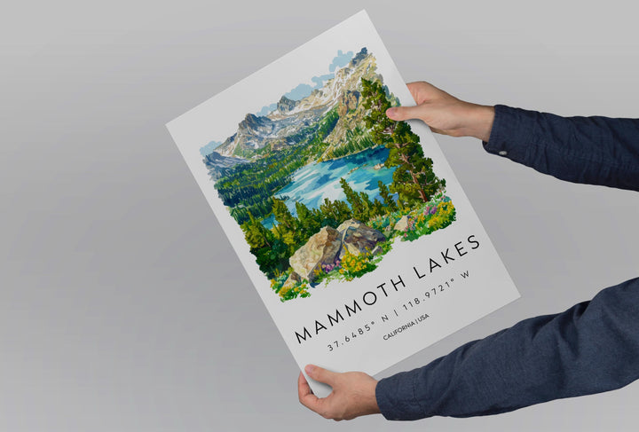 Mammoth Lakes Watercolor Poster Mammoth Lakes California Travel Print Wall Art Mammoth Lakes Home Decor Mammoth Lakes Gift Art Lovers
