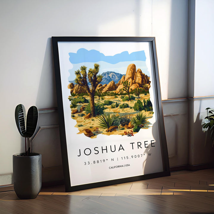 Joshua Tree Watercolor Poster Joshua Tree California Travel Print Wall Art Joshua Tree Home Decor Joshua Tree Gift Art Lovers Desert Park