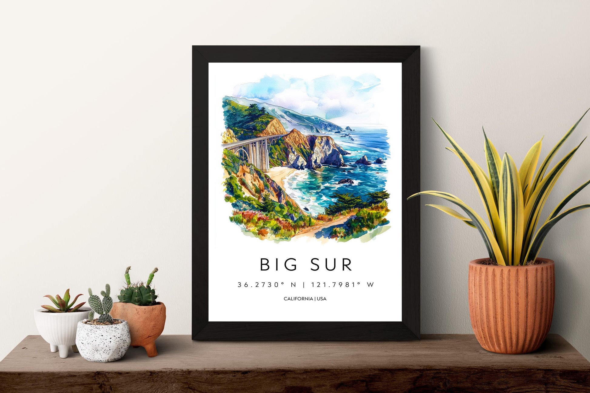 Big Sur Watercolor Poster Big Sur California Travel Print Wall Art Big Sur Home Decor Big Sur Gift Art Lovers California Coast