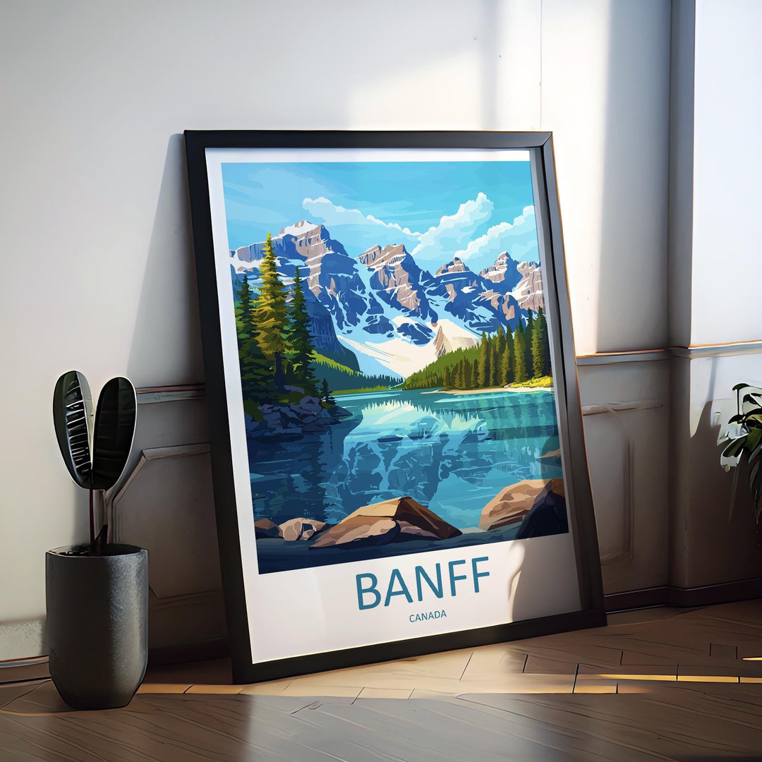 Banff Travel Poster Canada Wall Art Mountains Lake Print Nature Decor Canada Gift Souvenir Scene North America Alpine Art