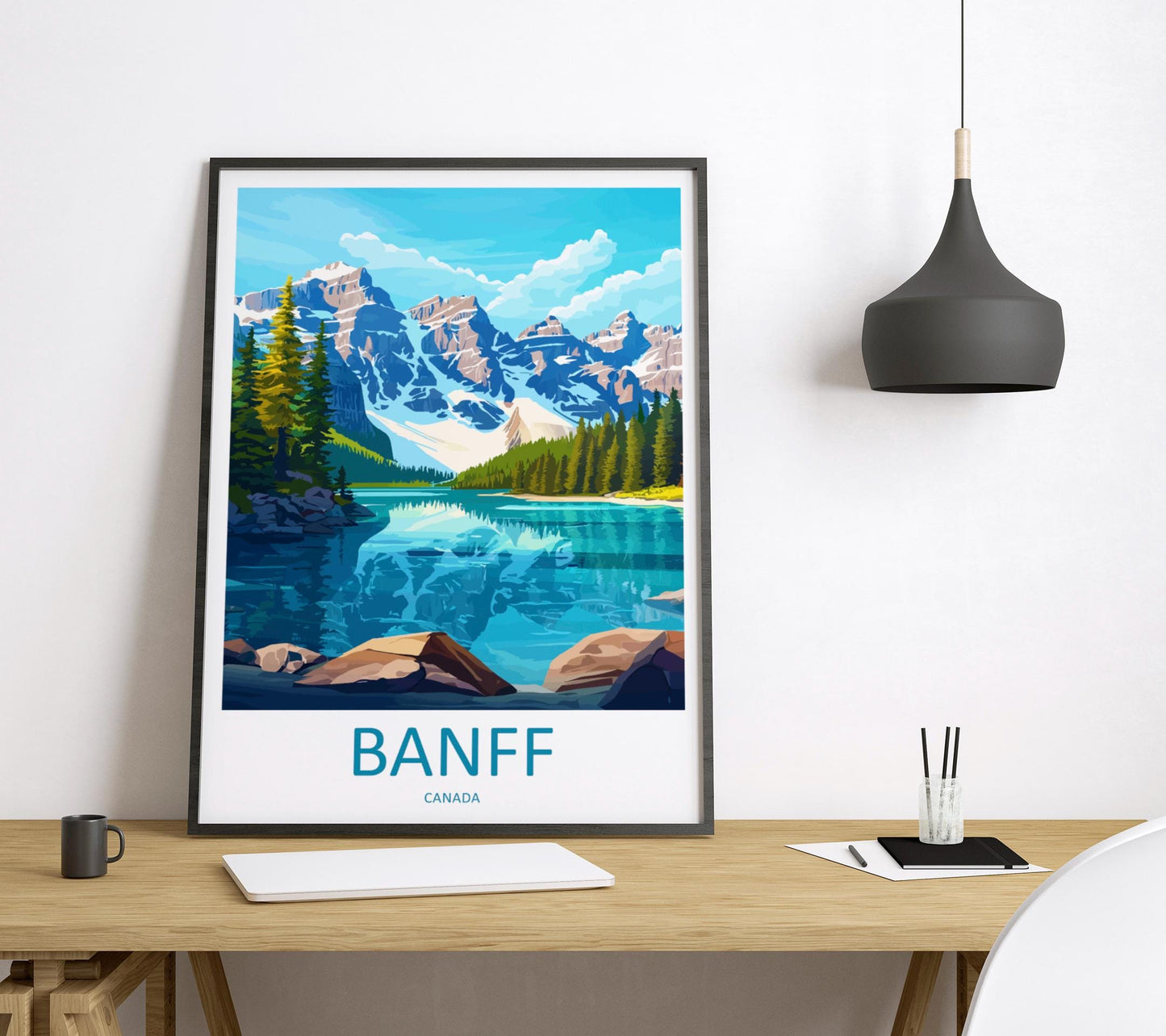 Banff Travel Poster Canada Wall Art Mountains Lake Print Nature Decor Canada Gift Souvenir Scene North America Alpine Art