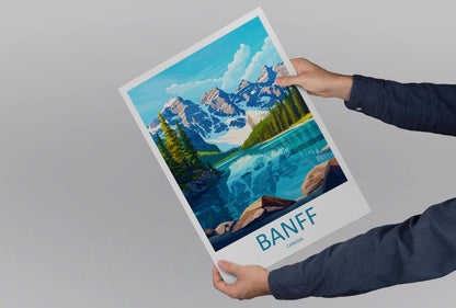 Banff Travel Poster Canada Wall Art Mountains Lake Print Nature Decor Canada Gift Souvenir Scene North America Alpine Art