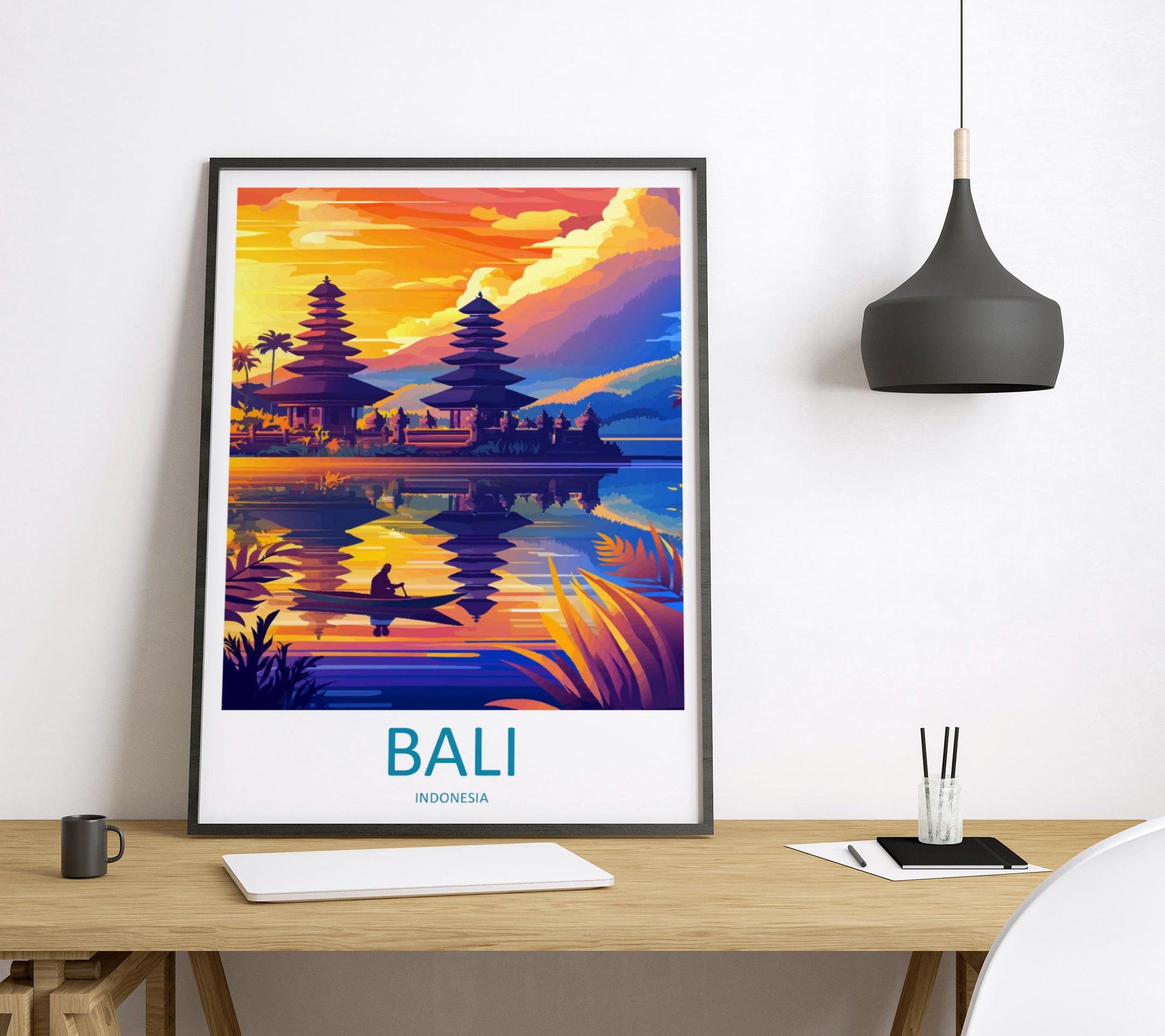 Bali Travel Poster Indonesia Wall Art Temple Beach Print Nature Decor Indonesia Gift Souvenir Scene Asia Tropical Landmark Art