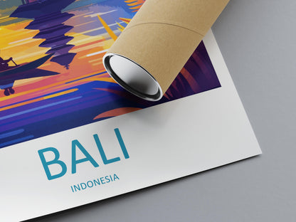 Bali Travel Poster Indonesia Wall Art Temple Beach Print Nature Decor Indonesia Gift Souvenir Scene Asia Tropical Landmark Art