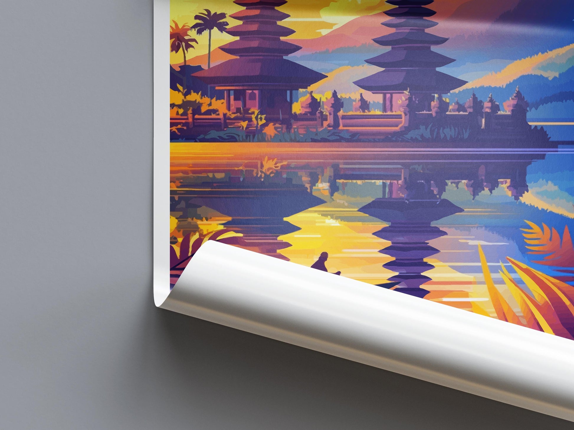 Bali Travel Poster Indonesia Wall Art Temple Beach Print Nature Decor Indonesia Gift Souvenir Scene Asia Tropical Landmark Art