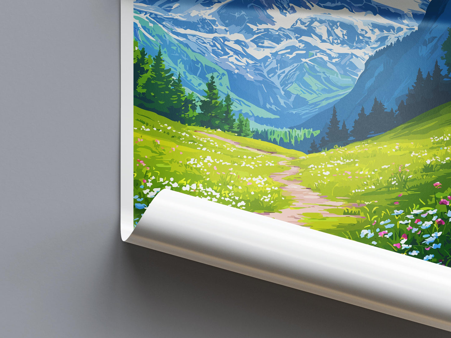 Eiger Travel Poster Switzerland Wall Art Mountain Alpine Print Nature Decor Swiss Gift Souvenir Scene Europe Peak Art
