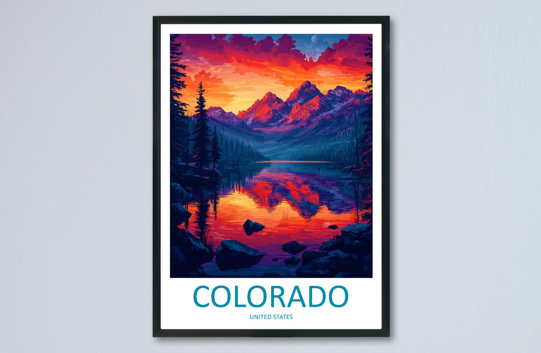 Colorado Travel Poster USA Wall Art Mountain Landscape Print Nature Decor US Gift Souvenir Scene North America Alpine Art