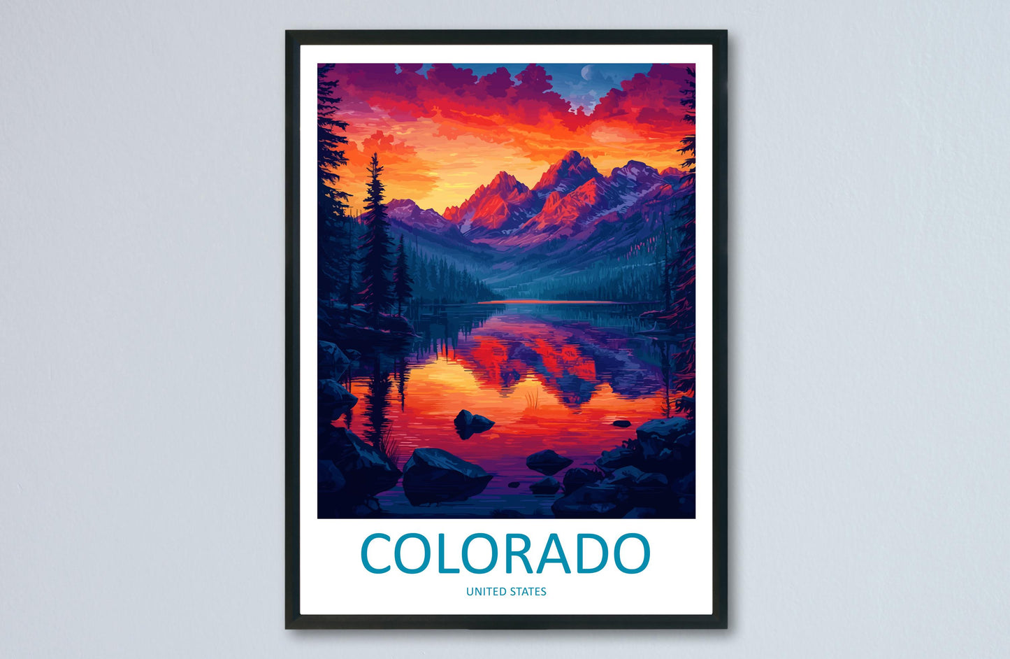 Colorado Travel Poster USA Wall Art Mountain Landscape Print Nature Decor US Gift Souvenir Scene North America Alpine Art