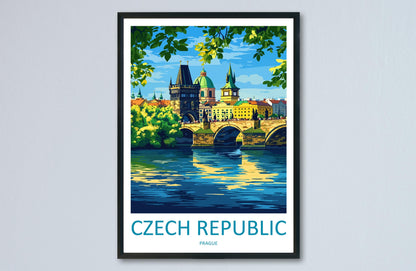Czech Republic Travel Poster Europe Wall Art Prague Cityscape Print Urban Decor Czech Gift Souvenir Scene European Landmark Art