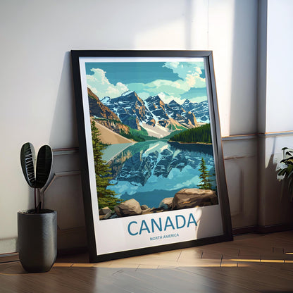 Canada Travel Poster North America Wall Art Maple Leaf Landscape Print Nature Decor Canada Gift Souvenir Scene Iconic Landmark Art