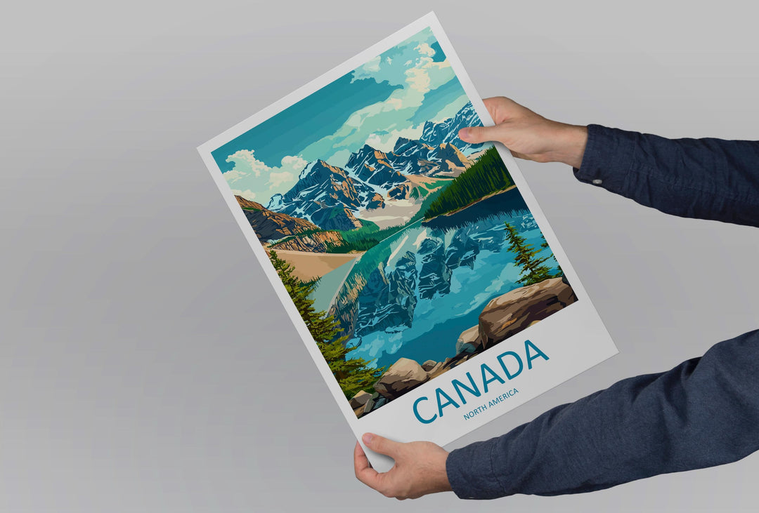 Canada Travel Poster North America Wall Art Maple Leaf Landscape Print Nature Decor Canada Gift Souvenir Scene Iconic Landmark Art