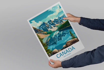 Canada Travel Poster North America Wall Art Maple Leaf Landscape Print Nature Decor Canada Gift Souvenir Scene Iconic Landmark Art