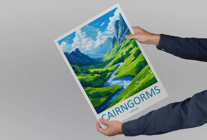 Cairngorms Travel Poster Scotland Wall Art Mountain Loch Print Nature Decor Scottish Gift Souvenir Scene UK National Park Art