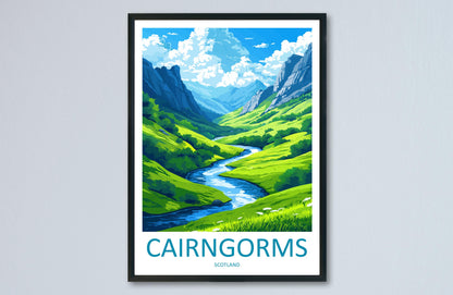 Cairngorms Travel Poster Scotland Wall Art Mountain Loch Print Nature Decor Scottish Gift Souvenir Scene UK National Park Art