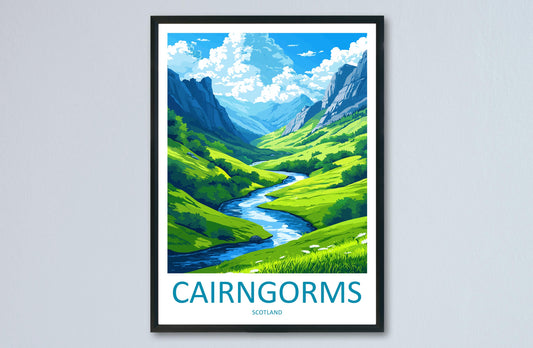 Cairngorms Travel Poster Scotland Wall Art Mountain Loch Print Nature Decor Scottish Gift Souvenir Scene UK National Park Art