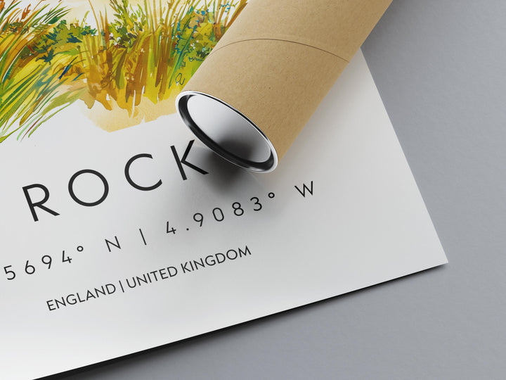 Rock Cornwall Watercolor Poster Rock Cornwall Travel Print Wall Art Rock Home Decor Rock Gift Art Lovers UK Estuary View