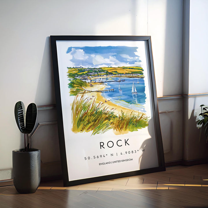 Rock Cornwall Watercolor Poster Rock Cornwall Travel Print Wall Art Rock Home Decor Rock Gift Art Lovers UK Estuary View