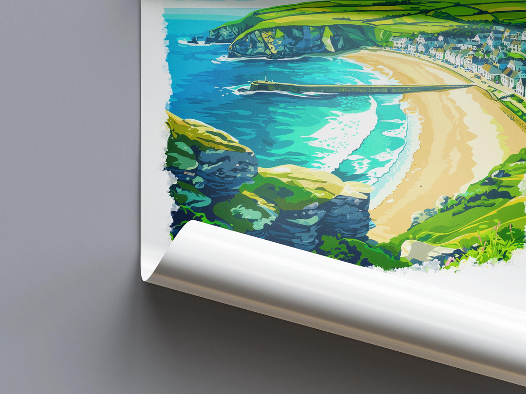 Portreath Watercolor Poster Portreath Cornwall Travel Print Wall Art Portreath Home Decor Portreath Gift Art Lovers UK Beach