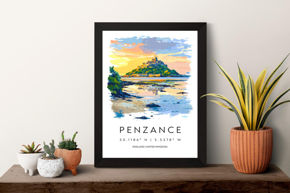 Penzance Watercolor Poster Penzance Cornwall Travel Print Wall Art Penzance Home Decor Penzance Gift Art Lovers UK Coastal Town