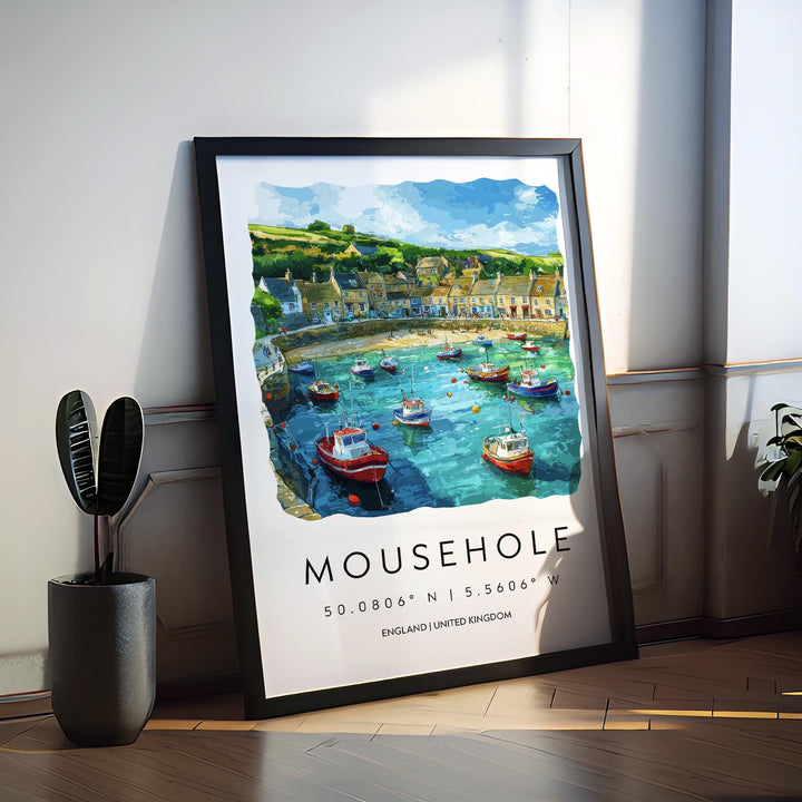 Mousehole Watercolor Poster Mousehole Cornwall Travel Print Wall Art Mousehole Home Decor Mousehole Gift Art Lovers UK Fishing Village