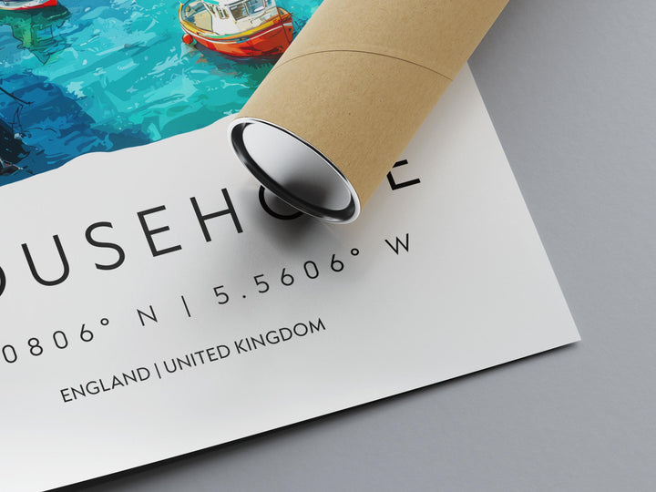 Mousehole Watercolor Poster Mousehole Cornwall Travel Print Wall Art Mousehole Home Decor Mousehole Gift Art Lovers UK Fishing Village